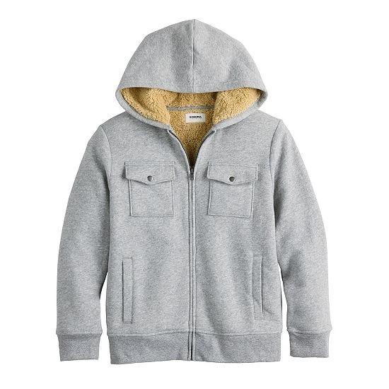 Boys 8-20 Sonoma Goods For Life® Zipper Sherpa Fleece Hoodie Jacket In Regular & Husky Blue 6 Boys 8-20 Sonoma Goods For Life® Zipper Sherpa Fleece Hoodie Jacket In Regular & Husky Blue - Image 4