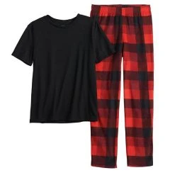 Boys 8-20 Sonoma Goods For Life® Tee & Microfleece Pants Pajama Set In Regular & Husky Red Plaid -Sonoma Goods For Life Shop unnamed file 206
