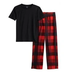 Boys 8-20 Sonoma Goods For Life® Tee & Microfleece Pants Pajama Set In Regular & Husky Red Plaid -Sonoma Goods For Life Shop unnamed file 207