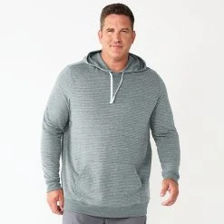 Men's Big & Tall Sonoma Goods For Life® Double Knit Hoodie Gray Stripe