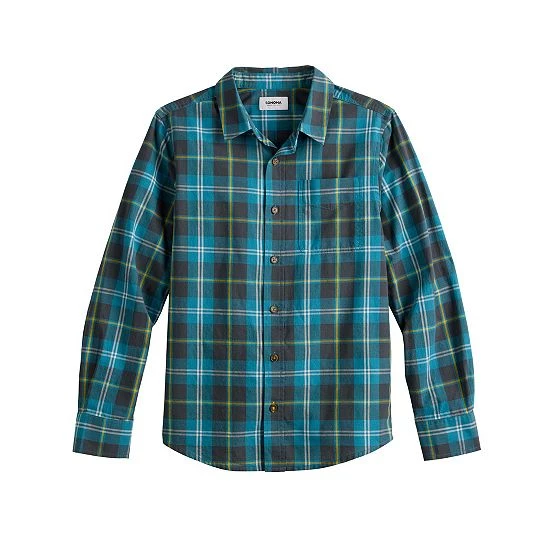 Boys 8-20 Sonoma Goods For Life® Plaid Button-Up Shirt In Regular & Husky Clean Plaid Orange 5 Boys 8-20 Sonoma Goods For Life® Plaid Button-Up Shirt In Regular & Husky Clean Plaid Orange - Image 3
