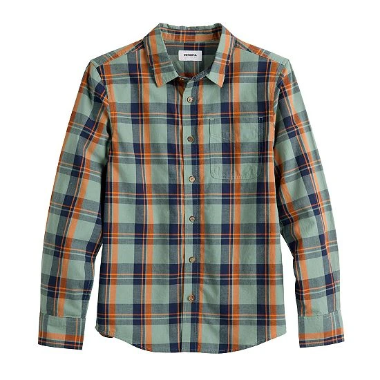 Boys 8-20 Sonoma Goods For Life® Plaid Button-Up Shirt In Regular & Husky Clean Plaid Orange 14 Boys 8-20 Sonoma Goods For Life® Plaid Button-Up Shirt In Regular & Husky Clean Plaid Orange - Image 12
