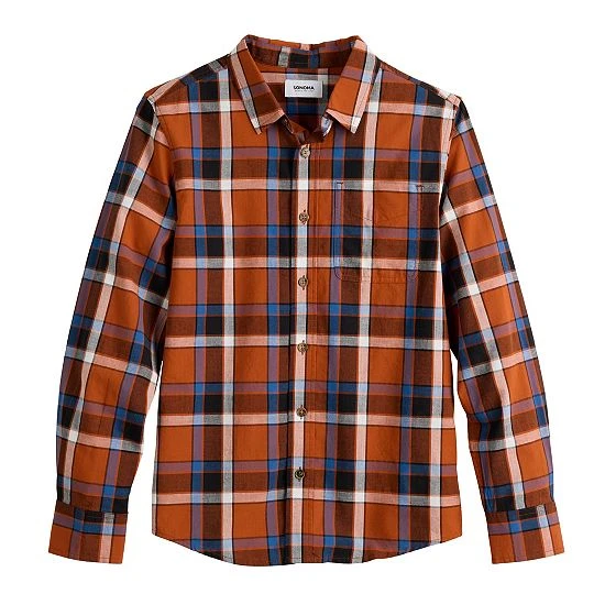 Boys 8-20 Sonoma Goods For Life® Plaid Button-Up Shirt In Regular & Husky Clean Plaid Orange 15 Boys 8-20 Sonoma Goods For Life® Plaid Button-Up Shirt In Regular & Husky Clean Plaid Orange - Image 13
