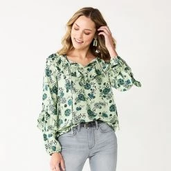Women's Sonoma Goods For Life® Long Sleeve Ruffle Peasant Top Brown Ble Floral -Sonoma Goods For Life Shop unnamed file 2194