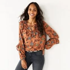 Women's Sonoma Goods For Life® Long Sleeve Ruffle Peasant Top Brown Ble Floral -Sonoma Goods For Life Shop unnamed file 2195