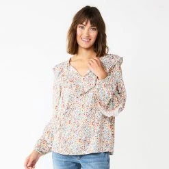 Women's Sonoma Goods For Life® Long Sleeve Ruffle Peasant Top Brown Ble Floral -Sonoma Goods For Life Shop unnamed file 2197