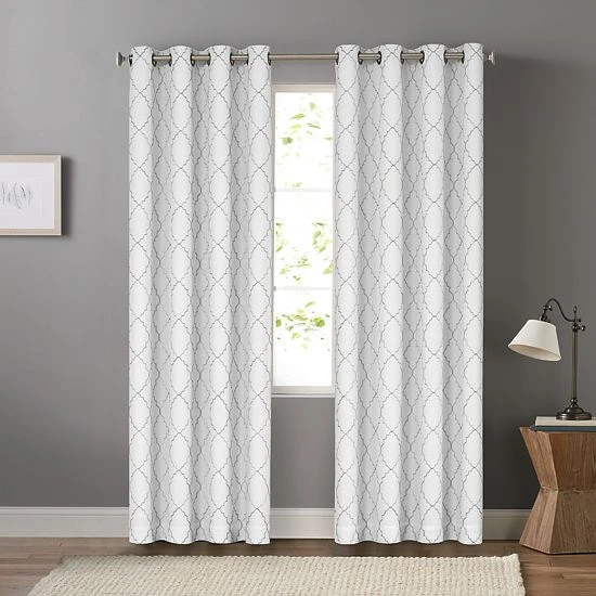 Sonoma Goods For Life® 2-pack Embroidered Dynasty Blackout Curtain White Gray 8 Sonoma Goods For Life® 2-pack Embroidered Dynasty Blackout Curtain White Gray - Image 6