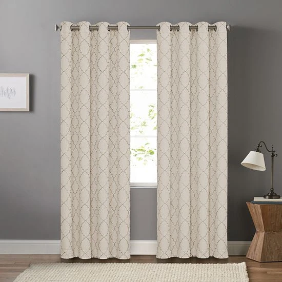 Sonoma Goods For Life® 2-pack Embroidered Dynasty Blackout Curtain White Gray 9 Sonoma Goods For Life® 2-pack Embroidered Dynasty Blackout Curtain White Gray - Image 7