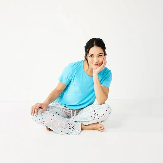 Women's Sonoma Goods For Life® 3-pc. Pajama Top, Pajama Pants & Pajama Shorts Sleep Set Blue Dots Tie Dye 6 Women's Sonoma Goods For Life® 3-pc. Pajama Top, Pajama Pants & Pajama Shorts Sleep Set Blue Dots Tie Dye - Image 4