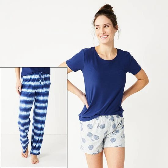 Women's Sonoma Goods For Life® 3-pc. Pajama Top, Pajama Pants & Pajama Shorts Sleep Set Blue Dots Tie Dye 8 Women's Sonoma Goods For Life® 3-pc. Pajama Top, Pajama Pants & Pajama Shorts Sleep Set Blue Dots Tie Dye - Image 6