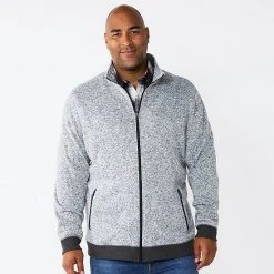 Big & Tall Sonoma Goods For Life® Full-Zip Fleece Sweater Burgundy