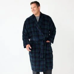 Big & Tall Sonoma Goods For Life® Plush Robe Navy Blue Plaid -Sonoma Goods For Life Shop unnamed file 2537