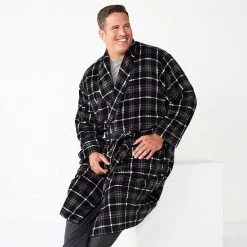 Big & Tall Sonoma Goods For Life® Plush Robe Navy Blue Plaid -Sonoma Goods For Life Shop unnamed file 2540