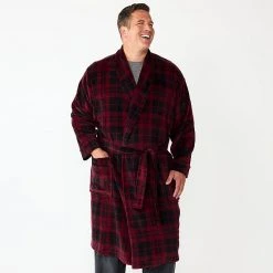 Big & Tall Sonoma Goods For Life® Plush Robe Navy Blue Plaid -Sonoma Goods For Life Shop unnamed file 2542