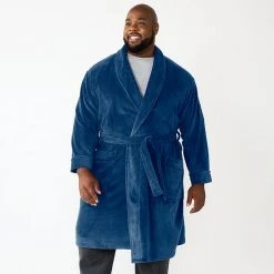 Big & Tall Sonoma Goods For Life® Plush Robe Navy Blue Plaid -Sonoma Goods For Life Shop unnamed file 2546