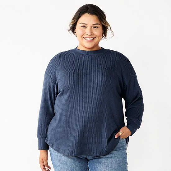 Plus Size Sonoma Goods For Life® Mockneck Waffle Top Chinook Forest 6 Plus Size Sonoma Goods For Life® Mockneck Waffle Top Chinook Forest - Image 4