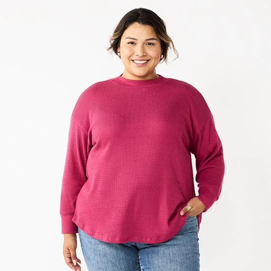 Plus Size Sonoma Goods For Life® Mockneck Waffle Top Chinook Forest 9 Plus Size Sonoma Goods For Life® Mockneck Waffle Top Chinook Forest - Image 7