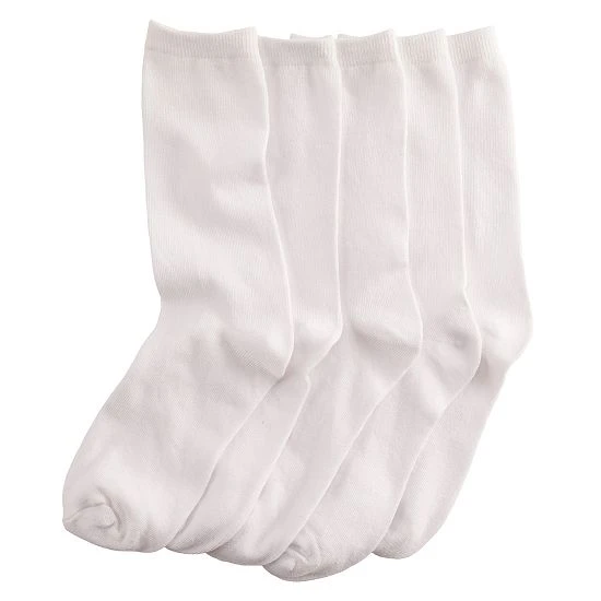 Women's Sonoma Goods For Life® 5 Pack Plain Knit Crew Socks White 7 Women's Sonoma Goods For Life® 5 Pack Plain Knit Crew Socks White - Image 5