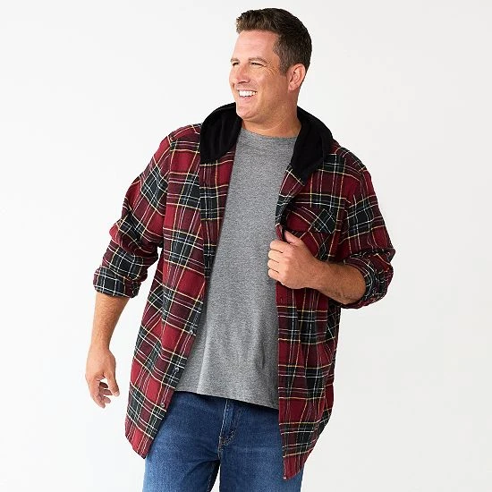 Big & Tall Sonoma Goods For Life® Hooded Flannel Shirt Black And White Buff 3 Big & Tall Sonoma Goods For Life® Hooded Flannel Shirt Black And White Buff