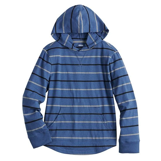 Boys 8-20 Sonoma Goods For Life® Supersoft Hooded Tee In Regular & Husky Simple Stripe Blue 6 Boys 8-20 Sonoma Goods For Life® Supersoft Hooded Tee In Regular & Husky Simple Stripe Blue - Image 4