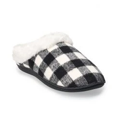 Women's Sonoma Goods For Life® Faux Fur Buffalo Plaid Clog Slippers Black Ivory Plaid -Sonoma Goods For Life Shop unnamed file 2971