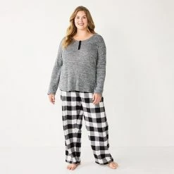 Plus Size Sonoma Goods For Life® Flannel Pajama Pants & Pajama Top Sleep Set Red Buffalo