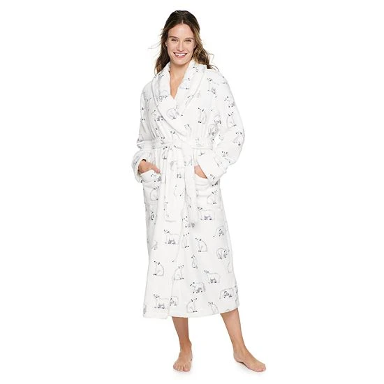 Women's Sonoma Goods For Life® Plush Long Robe Cream Polar Bears 15 Women's Sonoma Goods For Life® Plush Long Robe Cream Polar Bears - Image 13