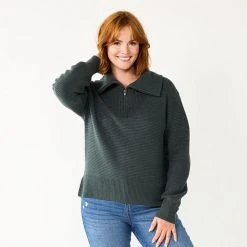Women's Sonoma Goods For Life® Cozy Quarter-Zip Sweater Dusty Green -Sonoma Goods For Life Shop unnamed file 3283