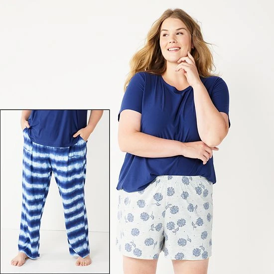 Plus Size Sonoma Goods For Life® 3-pc. Pajama Top, Pajama Pants & Pajama Shorts Sleep Set Blue Stripe Heart 3 Plus Size Sonoma Goods For Life® 3-pc. Pajama Top, Pajama Pants & Pajama Shorts Sleep Set Blue Stripe Heart