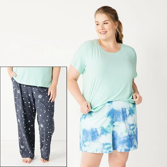 Plus Size Sonoma Goods For Life® 3-pc. Pajama Top, Pajama Pants & Pajama Shorts Sleep Set Blue Stripe Heart 9 Plus Size Sonoma Goods For Life® 3-pc. Pajama Top, Pajama Pants & Pajama Shorts Sleep Set Blue Stripe Heart - Image 7