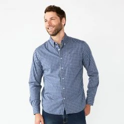 Men's Sonoma Goods For Life® Perfect-Length Button-Down Shirt Blue Plaid Check -Sonoma Goods For Life Shop unnamed file 347