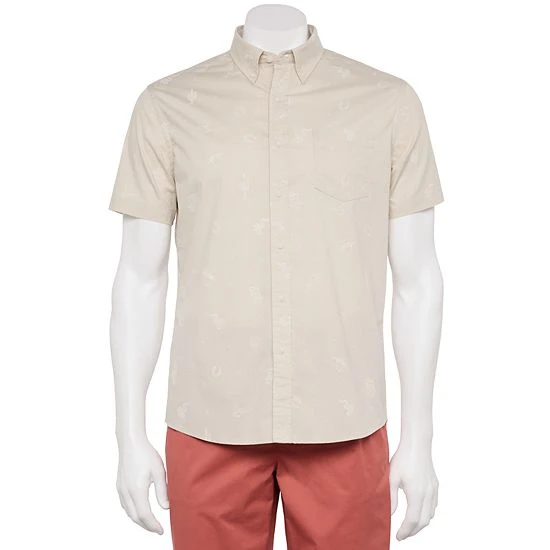 Men's Sonoma Goods For Life® Short Sleeve Perfect Length Button-Down Shirt Olive Waves 5 Men's Sonoma Goods For Life® Short Sleeve Perfect Length Button-Down Shirt Olive Waves - Image 3