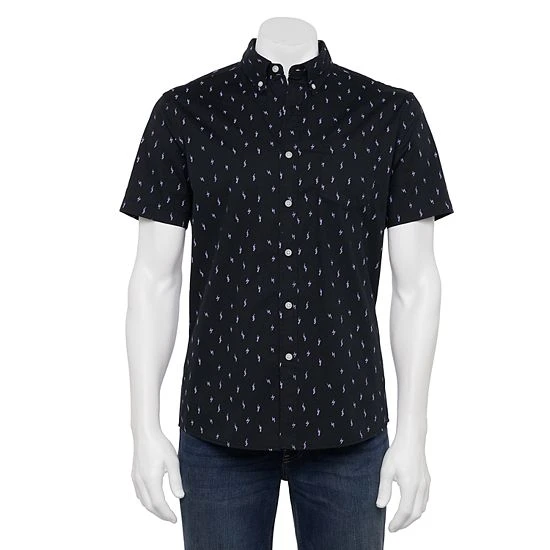 Men's Sonoma Goods For Life® Short Sleeve Perfect Length Button-Down Shirt Olive Waves 7 Men's Sonoma Goods For Life® Short Sleeve Perfect Length Button-Down Shirt Olive Waves - Image 5