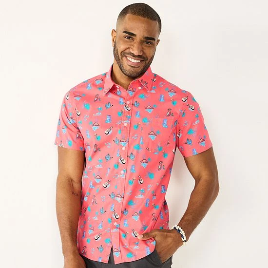 Men's Sonoma Goods For Life® Short Sleeve Perfect Length Button-Down Shirt Olive Waves 10 Men's Sonoma Goods For Life® Short Sleeve Perfect Length Button-Down Shirt Olive Waves - Image 8