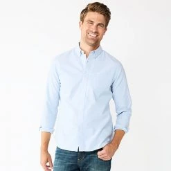 Men's Sonoma Goods For Life® Perfect-Length Button-Down Shirt Blue Plaid Check -Sonoma Goods For Life Shop unnamed file 358