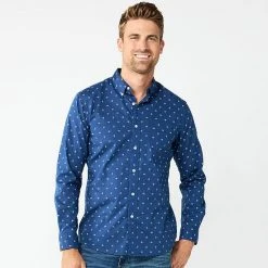 Men's Sonoma Goods For Life® Perfect-Length Button-Down Shirt Blue Plaid Check -Sonoma Goods For Life Shop unnamed file 359