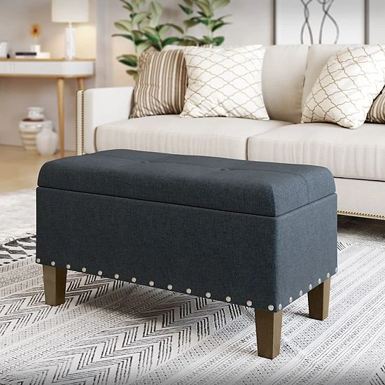 Sonoma Goods For Life® Madison Storage Bench Ottoman Navy 4 Sonoma Goods For Life® Madison Storage Bench Ottoman Navy - Image 2