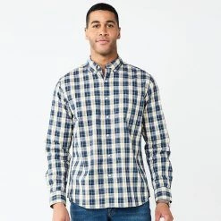 Men's Sonoma Goods For Life® Perfect-Length Button-Down Shirt Blue Plaid Check -Sonoma Goods For Life Shop unnamed file 361