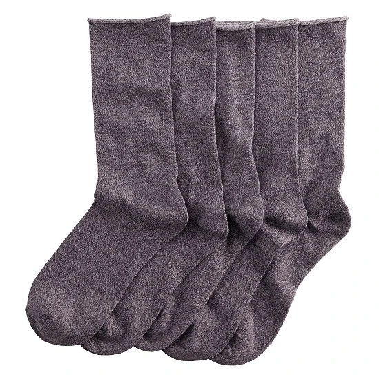 Women's Sonoma Goods For Life® 5-Pack Roll Top Crew Socks Gray Marl 5 Women's Sonoma Goods For Life® 5-Pack Roll Top Crew Socks Gray Marl - Image 3