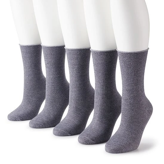 Women's Sonoma Goods For Life® 5-Pack Roll Top Crew Socks Gray Marl 8 Women's Sonoma Goods For Life® 5-Pack Roll Top Crew Socks Gray Marl - Image 6