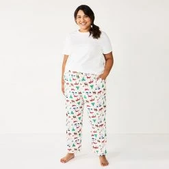Plus Size Sonoma Goods For Life® Knit Pajama Pants Black Cat