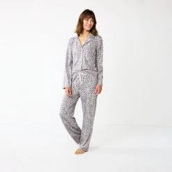 Women's Sonoma Goods For Life® Velour Pajama Shirt & Pajama Pants Sleep Set Black Leopard -Sonoma Goods For Life Shop unnamed file 3758