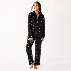 Women's Sonoma Goods For Life® Velour Pajama Shirt & Pajama Pants Sleep Set Black Leopard -Sonoma Goods For Life Shop unnamed file 3762