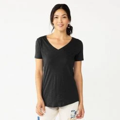 Women's Sonoma Goods For Life® Essential V-Neck Tee Patchwork Print