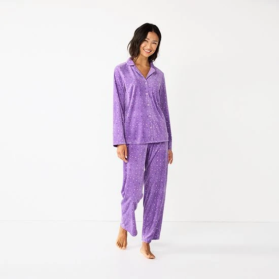 Petite Sonoma Goods For Life® Velour Pajama Shirt & Pajama Pants Sleep Set Ivory Fun Fisle 4 Petite Sonoma Goods For Life® Velour Pajama Shirt & Pajama Pants Sleep Set Ivory Fun Fisle - Image 2