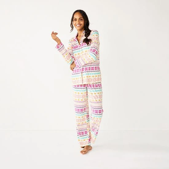 Petite Sonoma Goods For Life® Velour Pajama Shirt & Pajama Pants Sleep Set Ivory Fun Fisle 5 Petite Sonoma Goods For Life® Velour Pajama Shirt & Pajama Pants Sleep Set Ivory Fun Fisle - Image 3