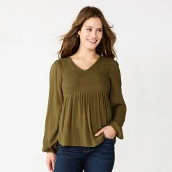 Petite Sonoma Goods For Life® Smocked Bodice Peasant Top Coral Mini Floral -Sonoma Goods For Life Shop unnamed file 3920