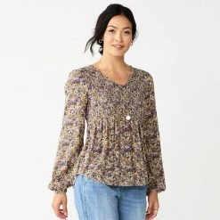 Petite Sonoma Goods For Life® Smocked Bodice Peasant Top Coral Mini Floral -Sonoma Goods For Life Shop unnamed file 3921