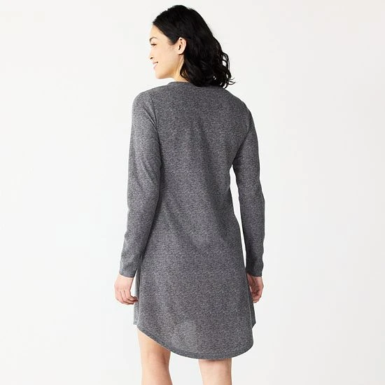 Women's Sonoma Goods For Life® Knit Henley Long Sleeve Sleepshirt Medium Charcoal 4 Women's Sonoma Goods For Life® Knit Henley Long Sleeve Sleepshirt Medium Charcoal - Image 2