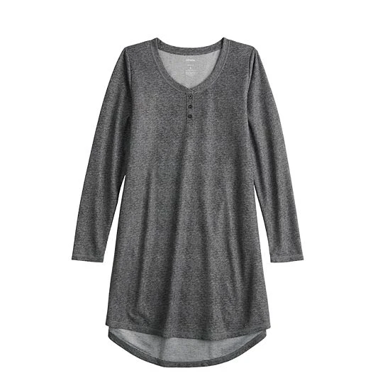 Women's Sonoma Goods For Life® Knit Henley Long Sleeve Sleepshirt Medium Charcoal 5 Women's Sonoma Goods For Life® Knit Henley Long Sleeve Sleepshirt Medium Charcoal - Image 3